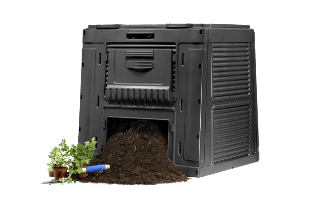 Compostador de exterior E-Composter - 79X79X79 cm y 470L - Negro